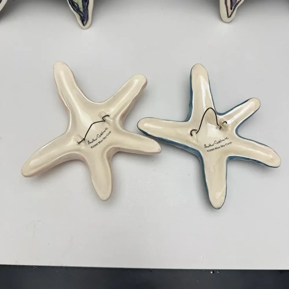 Blue Sky Clayworks Heather Goldminc Blue & Pink Kissy Fish & Starfish Wall Decor